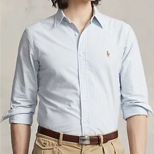 Men’s seersucker button down RL polo